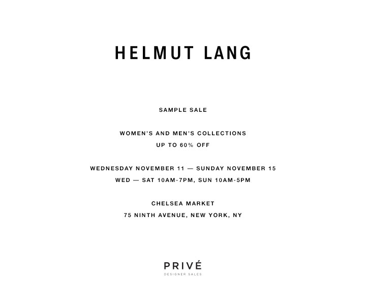 Helmut Lang Sample Sale 