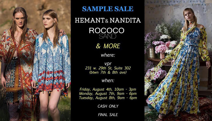 Hemant & Nandita and Rococo Sand Sample Sale