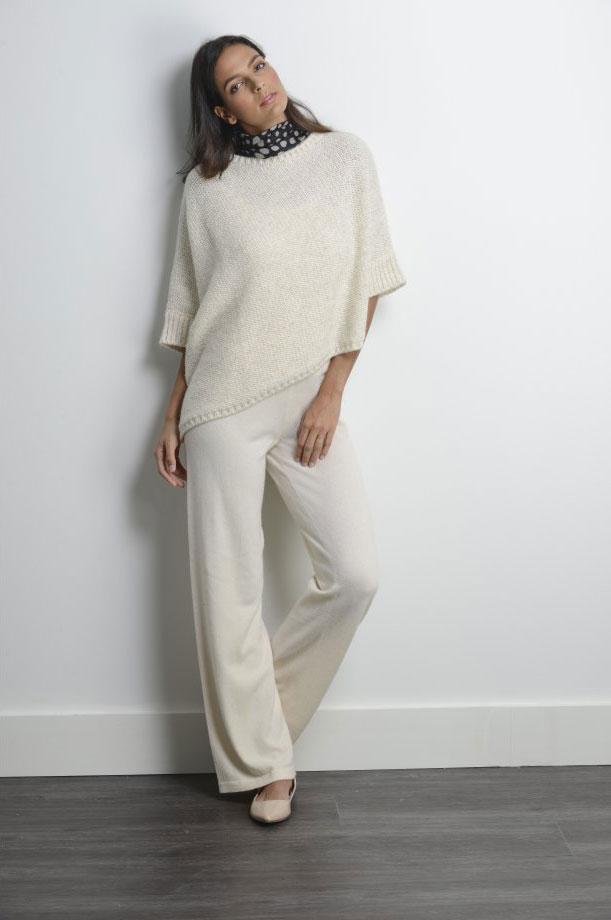 3 Ply Pure Cashmere Melody Cable Poncho; Here $225, Was $550