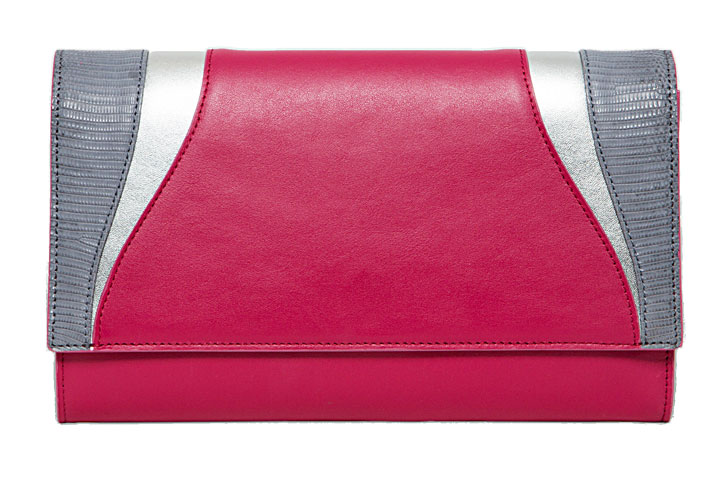 Khirma Katerine Clutch Fuchsia Leather