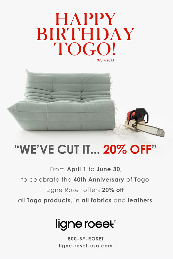 Ligne Roset Togo Anniversary Sale