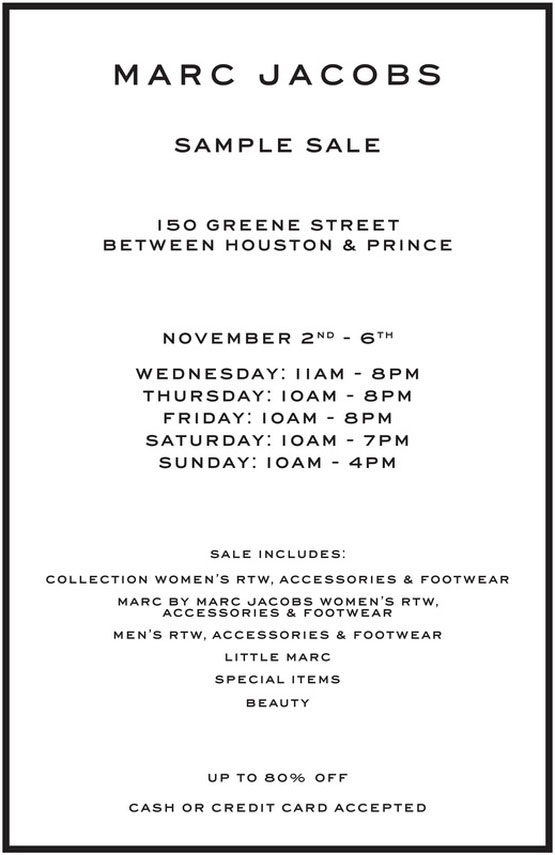 Marc Jacobs Sample Sale