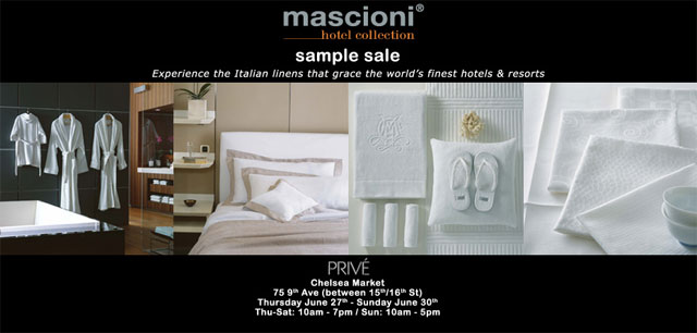 Mascioni Hotel Collection Sample Sale