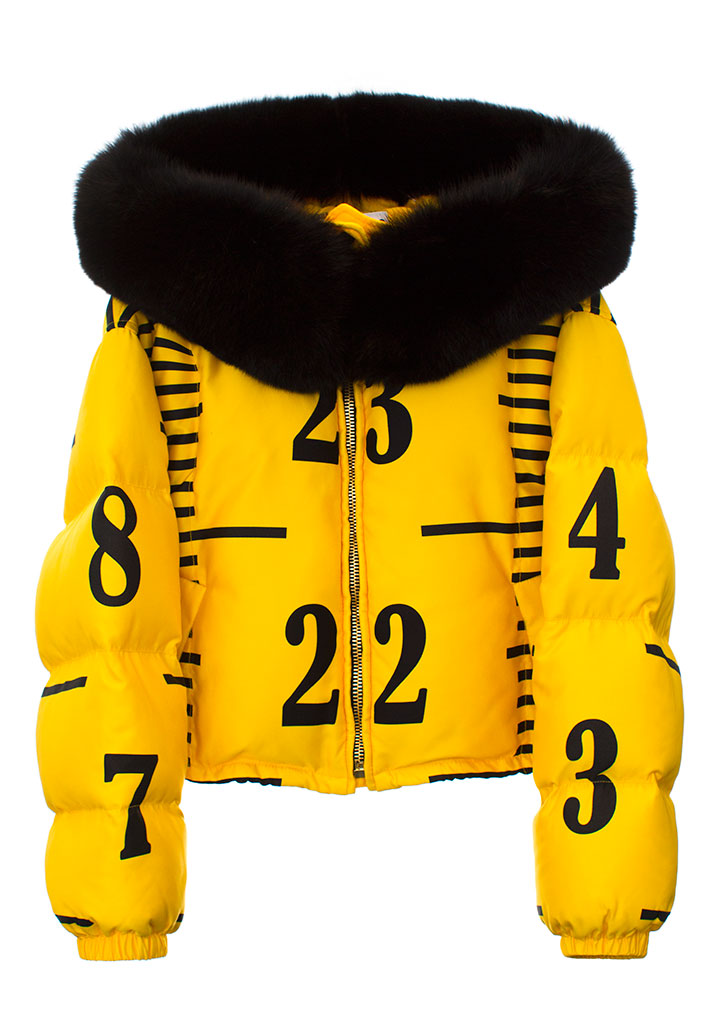 Moschino Yellow Crop Puffer Jacket