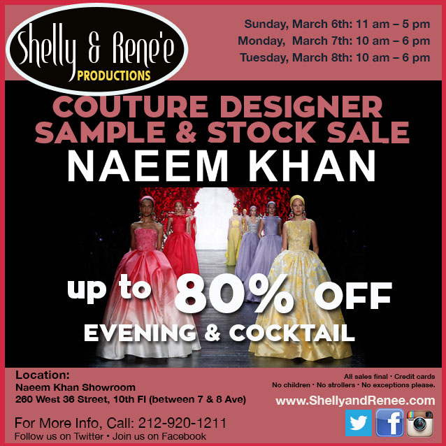 Naeem Khan Couture Designer Clothing Sample & Stock Sale