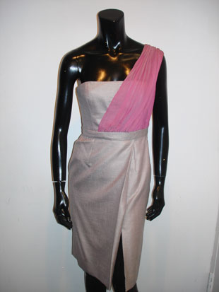 Norman Ambrose off the Shoulder Berry Hued Dress, Size 6, $550