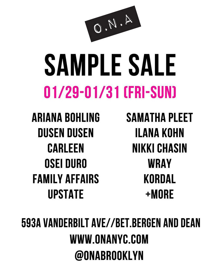 O.N.A Winter Sample Sale