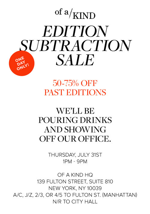 Of a Kind Editon Subtraction Sale