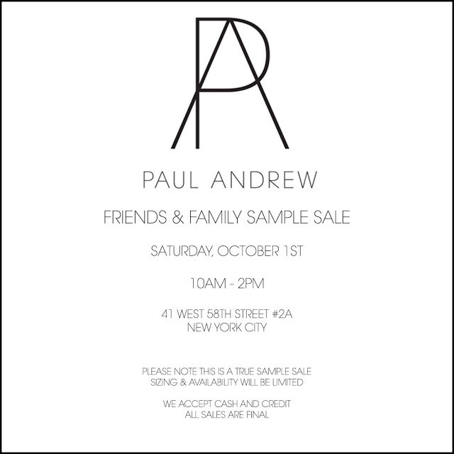 Paul Andrew Friends & Family Sample Sale