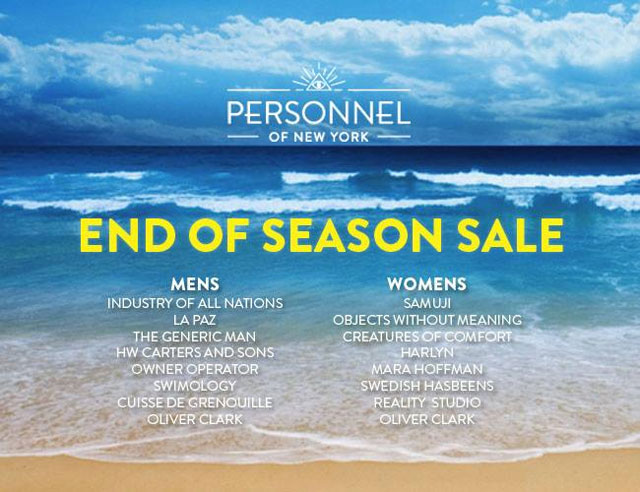 Personnel of New York End-of-Season Sale