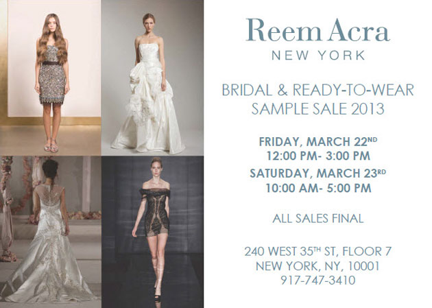 Reem Acra RTW & Bridal Sample Sale