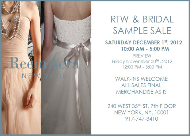 Reem Acra RTW & Bridal Sample Sale
