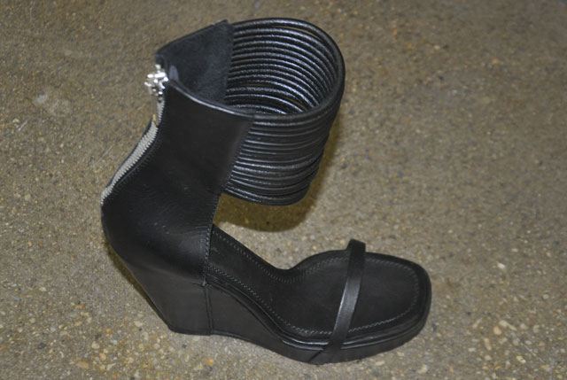 Rick Owens Ankle Wrap Platforms in Bronze and Black ($709, orig. $1,770) 