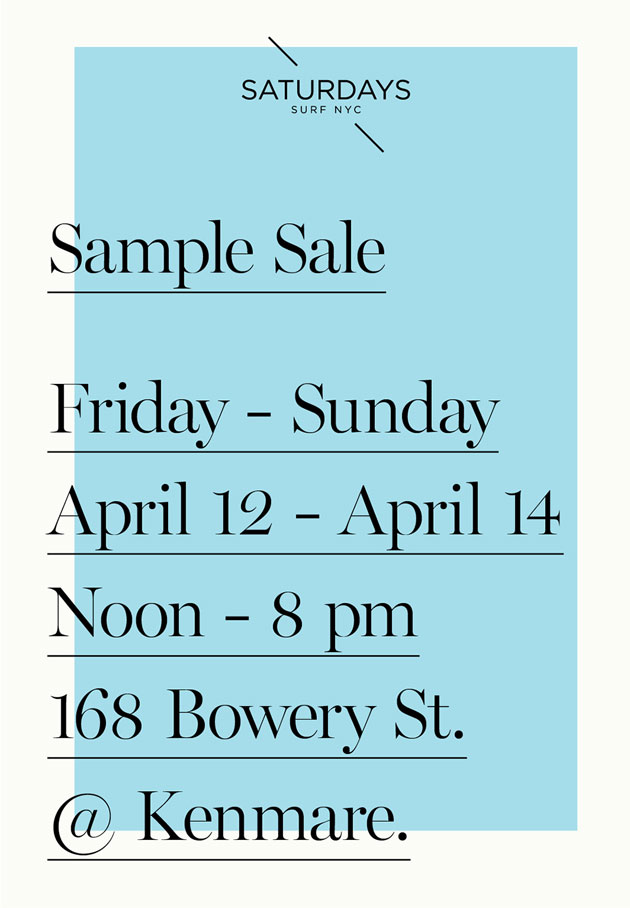 Saturdays Surf NYC Sample Sale