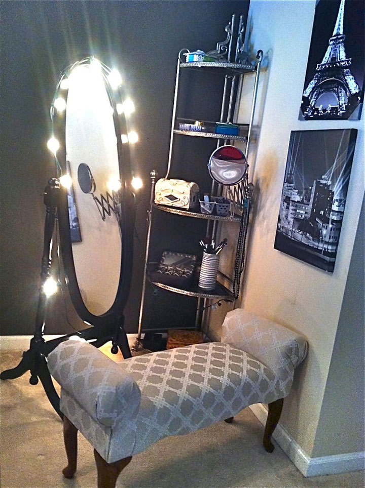 Settee and Full Length Mirror - Space-Saving Beauty Battle Stations