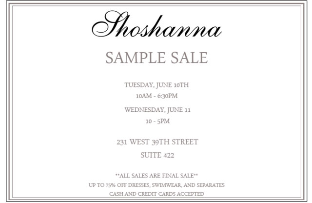 Shoshanna Sample Sale