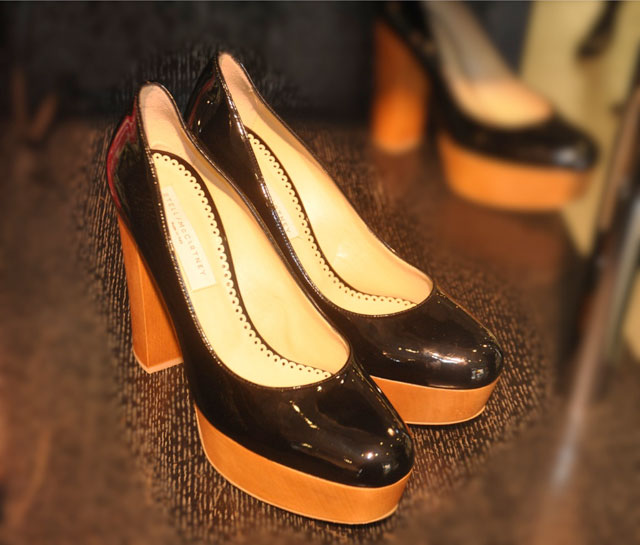 Stella McCartney Black Leather Platforms with Wood Heels ($119)