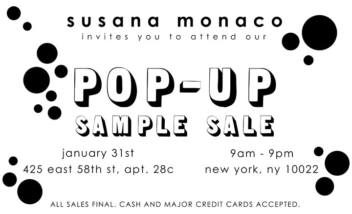 Susana Monaco Pop-Up Sample Sale 
