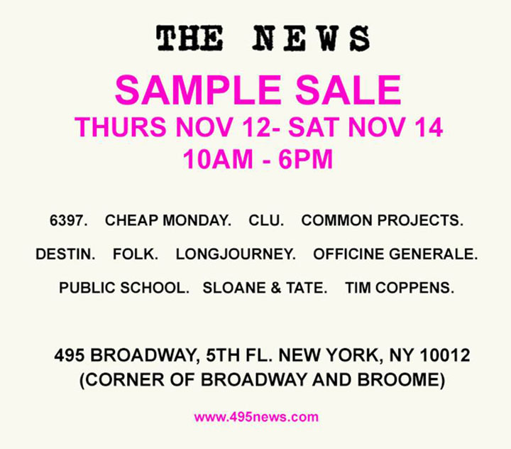 The News Showroom Sample Sale