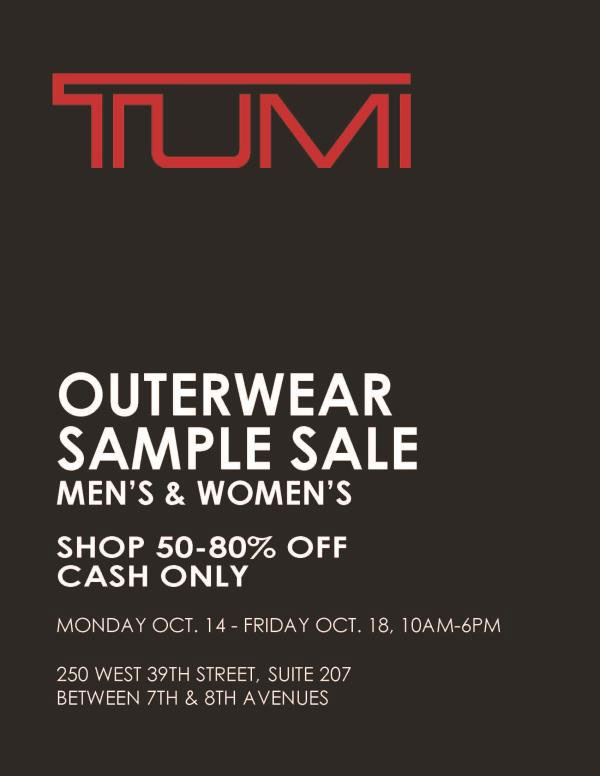 Tumi Outerwear Sample Sale