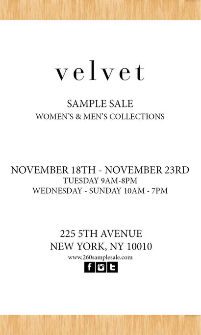  Velvet Sample Sale