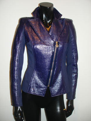 Versace Dark Purple MC Jacket, Size 4, $385