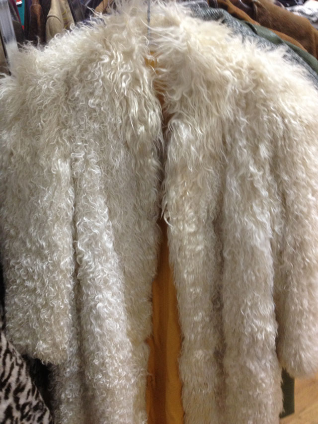 White Mongolian Fur Coat ($225, orig. $750) at the What Goes Around Comes Around’s Ultimate Vintage Sale