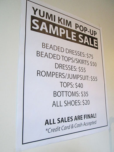 Yumi Kim Sample Sale Price List