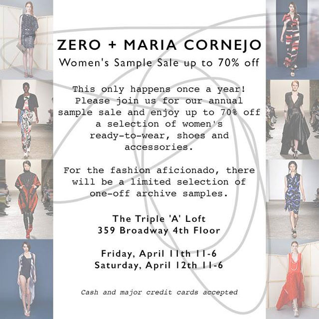 Zero + Maria Cornejo Sample Sale