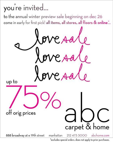 ABC Carpet & Home Annual Winter Preview Sale