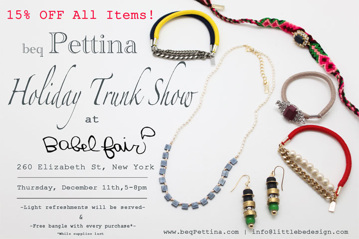 beq Pettina Jewelry Holiday Trunk Show