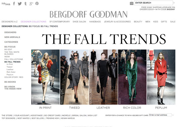 Bergdorf Goodman Fall Trends