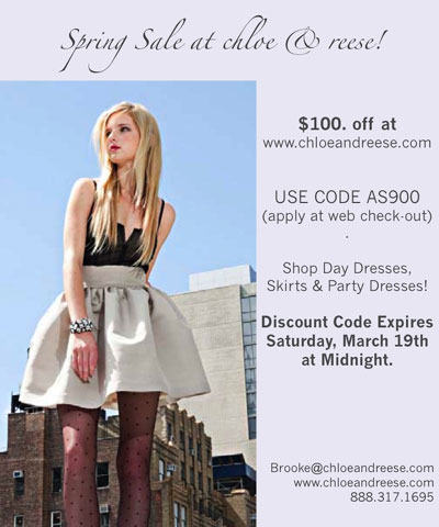 $100 off at Chloe & Reese