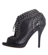 Christian Dior leather lace-up bootie with grommet embellishment
