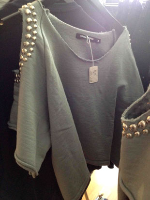 Cropped Sweatshirt with Studs in Grey ($41)