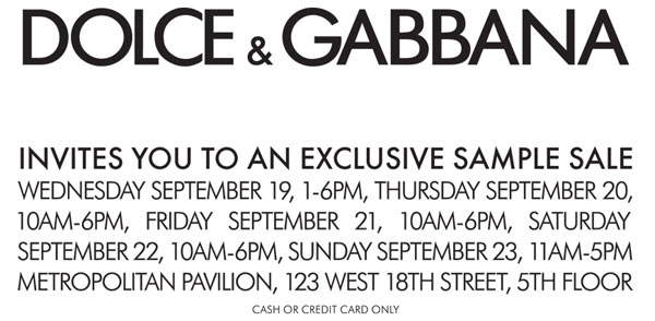 Dolce & Gabbana Sample Sale