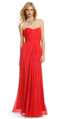 Nicole Miller, Coral Silk Wave Dress - Rent the Runway Sample Sale
