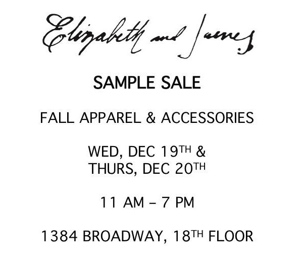 Elizabeth and James Fall 2012 Sample Sale