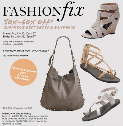 50%-60% off Summer's best Shoes and Handbags