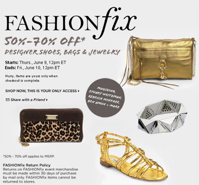 50%-70% off Designer shoes, bags + jewelry: 6/9 - 6/10