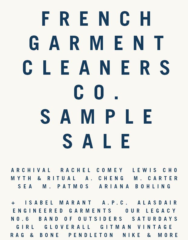 French Garment Cleaners Sample Sale 