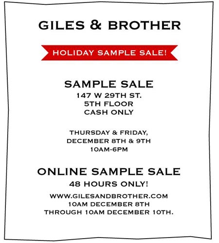 Giles & Brother Sample Sale