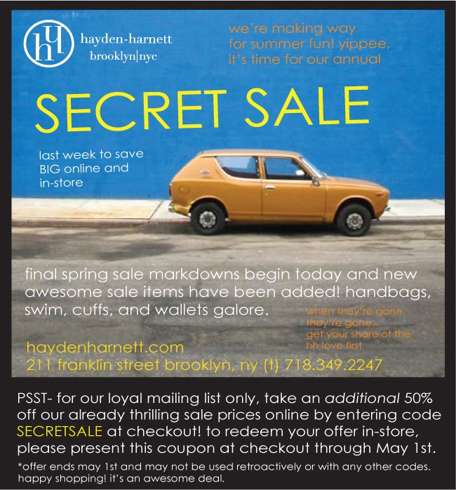 Additional 50% off sale items at Hayden-Harnett