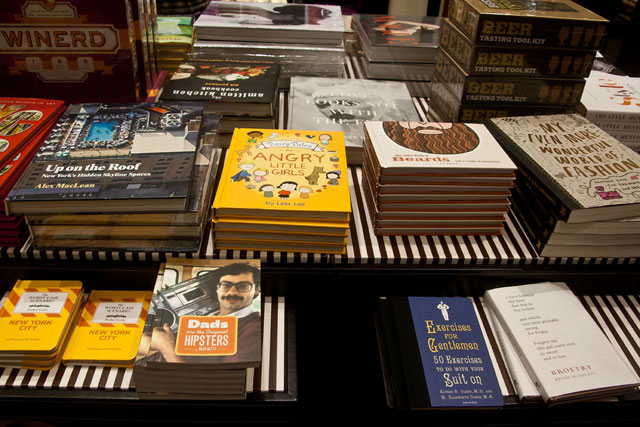 Humor Abounds at Henri Bendel, their book selection includes titles such as, 'Angry Little Girls,' 'Dads are the Original Hipsters,' and 'Worst Case Scenario Pocket Guide: New York City.'