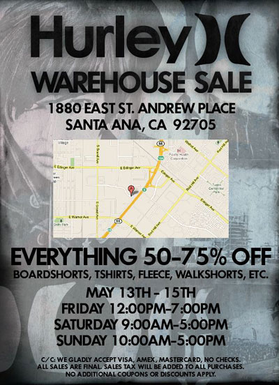 Hurley Warehouse Sale