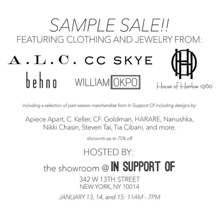 In Support Of Sample Sale