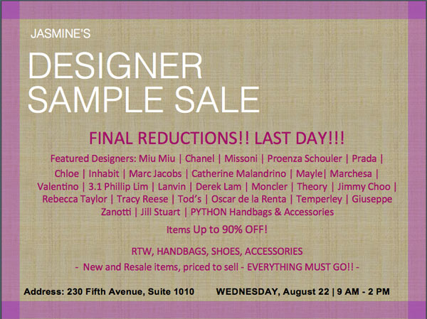 Designer Sample Sale