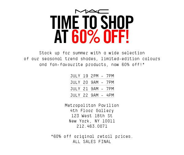 M.A.C Cosmetics First-ever Sample Sale