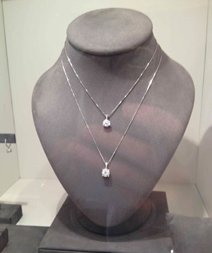 Michael C. Fina diamond bouquet necklace and chandelier pendants