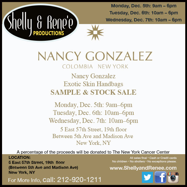 Nancy Gonzalez Sample & Stock Sale